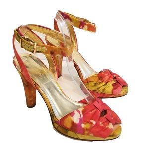 J CREW Italy Esme Printed Platform Sandals Floral Ankle Strap Womens Shoe Sz 6.5